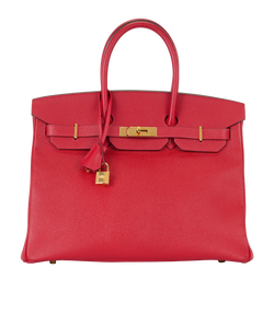 Birkin 35 in Rouge Casaque Epsom, [R] (2014), L/K/DB/E, 2*